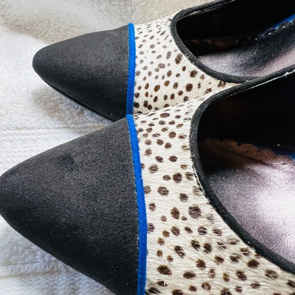 LuLu Townsend Heels-Animal Pring Pump-4" heels-blue stripe-8.5 Medium - Picture 5 of 13